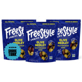 Freestyle Snacks frente del envase mostrando pack de 3, ideal para llevar