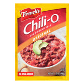 French's Chili-O frente del empaque mostrando el logo y beneficio de sabor rápido