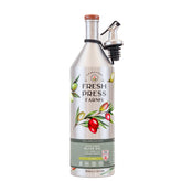 Fresh Press Farms botella de aluminio frontal protege sabor y luz