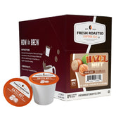 Fresh Roasted Coffee paquete frontal Hazelnut muestra atractivo visual y conveniencia