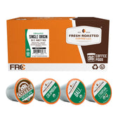 Fresh Roasted Coffee frente del paquete K-Cup mostrando contenido y beneficio de frescura
