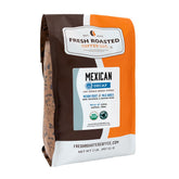 Fresh Roasted Coffee frente del paquete mostrando marca y tamaño 2 lb, conserva frescura