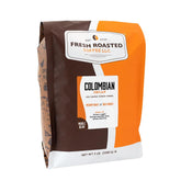 Fresh Roasted Coffee frente del paquete 5 lb mostrando sello y conservación