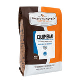 Fresh Roasted Coffee frente del paquete mostrando 2 lb y sello de tostado