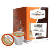 Fresh Roasted Coffee frontal del empaque mostrando 24 cápsulas y beneficios de origen