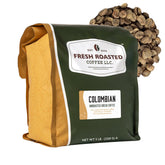 Fresh Roasted Coffee frontal del paquete de 5 lb mostrando cantidad y marca