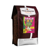 Fresh Roasted Coffee paquete frontal que muestra 2 lb y sabor jamaican me crazy beneficios frescura