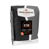 Fresh Roasted Coffee paquete Octane 5 lb mostrando frente y marca, ventaja: almacenamiento a granel