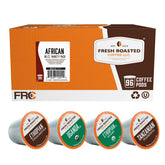 Fresh Roasted Coffee vista frontal del paquete con 96 cápsulas, conveniencia inmediata