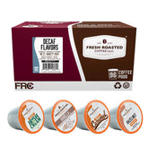 Fresh Roasted Coffee frontal del paquete que muestra variedad y frescura