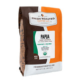 Fresh Roasted Coffee paquete frontal mostrando bolsa y marca, beneficio claridad de presentación