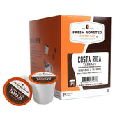 Fresh Roasted Coffee paquete frente mostrando 24 cápsulas y ventaja de conveniencia