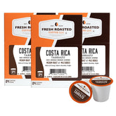 Fresh Roasted Coffee empaque frontal que muestra Costa Rica Tarrazú y beneficio de frescura