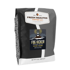 Fresh Roasted Coffee frente del empaque 5 lb mostrando diseño y beneficio de volumen