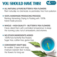 FreshDrinkUS primer plano de flores butterfly pea secas con textura visible
