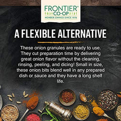 Frontier Co-op textura de granulos de cebolla, aspecto uniforme y fácil disolución
