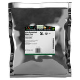 Frontier Co-op paquete frontal del té Irish Breakfast mostrando el tamaño a granel y marca