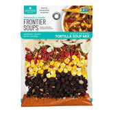 Frontier Soups envase frontal South Of The Border muestra paquete y rótulo, conveniencia inmediata