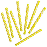 Fruidles bastones amarillo paquete frontal mostrando 24 unidades y envoltorios, ideal para fiestas