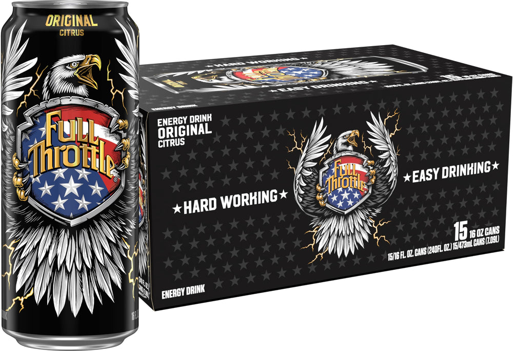 Full Throttle lata frente mostrando diseño y sabor cítrico, listada para elección rápida