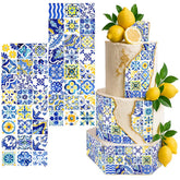 FUNSHOWCASE empaque frontal de tiras comestibles con azulejos mediterráneos, presentación lista para decorar