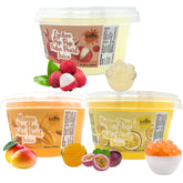 Fusion Select envase frontal con perlas de lichi, mango y maracuyá mostrando colores vibrantes