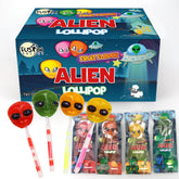 Fusion Select vista frontal del paquete muestra 60 piruletas alienígenas coloridas y atractivas