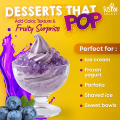 Fusion Select topping sobre helado añade color y contraste