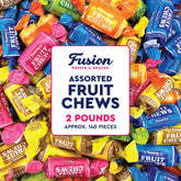 Fusion Sweets And Snacks bolsa frontal mostrando 2 lb y variedad útil para eventos