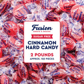 Fusion Sweets frontal del empaque que muestra bolsa a granel y beneficio de almacenamiento