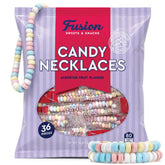 Fusion Sweets paquete frontal mostrando 36 collares listos para fiestas