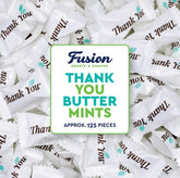 Fusion Sweets empaque frontal que muestra 125 mints, ideal para eventos