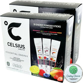 Galley Grove pack CELSIUS frente mostrando sobres y mints, práctico y compacto