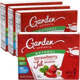 Garden Desserts vista frontal del paquete que muestra las cajas y porciones