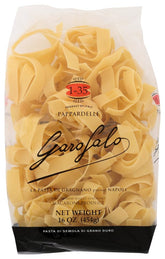 Garofalo paquete frontal transparente mostrando cintas pappardelle, calidad visible