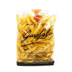 Garofalo penne rigate paquete frontal mostrando textura rugosa y calidad italiana