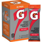 Gatorade paquete frontal con 10 sobres mostrando marca y variedad útil para hidratación