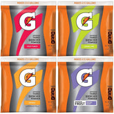 Gatorade empaque frontal con variedad de sabores mostrando cantidad y marca