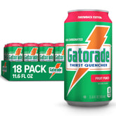 Gatorade lata frente pack de 18 mostrando envase y conveniencia