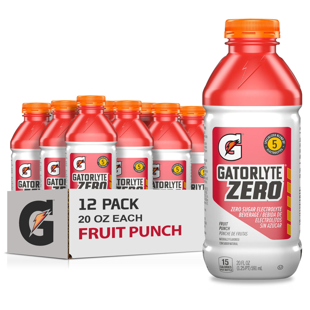 Gatorade Gatorlyte Zero frente del envase, hidratación rápida portátil