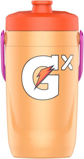 Gatorade jarra frontal melocotón mostrando diseño y capacidad