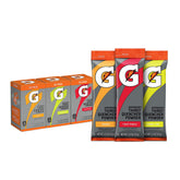 Gatorade pack 30 sobres frente mostrando los tres sabores y portabilidad