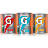 Gatorade pack frente mostrando tres botes y variedad de sabores para hidratación rápida