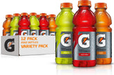 Gatorade pack frontal 12 botellas 20 oz mostrando variedad de sabores y conveniencia