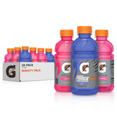 Gatorade pack variedad frontal mostrando botellas Uva Berry Fresa y conveniencia