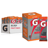 Gatorade sobre Fruit Punch al frente mostrando la marca y conveniencia