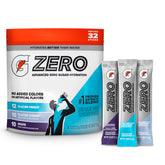 Gatorade Zero frente del paquete mostrando variedad de sabores y beneficio de hidratación