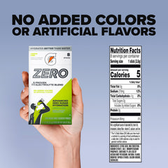 Gatorade Zero sobre individual con polvo visible y mezcla fácil