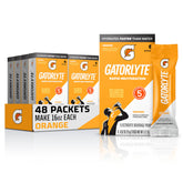 Gatorlyte frente del empaque que muestra 48 sobres y beneficio conveniencia
