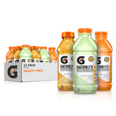 Gatorlyte paquete frontal 12 botellas mostrando variedad y conveniencia